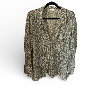 Abercrombie & Fitch Green Zebra Print Blouse